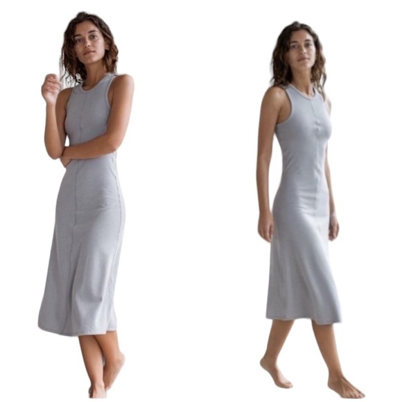 Lunya Restore Fitted Lounge Dress NWOT Size M Gray - Picture 1 of 11